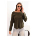 Kesi Włoski Dámsky sveter z viskózy s dlhým rukávom a okrúhlym výstrihom tmavé khaki