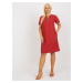 Burgundy cotton dress of larger size with lace