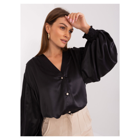 Black women's shirt with decorative buttons