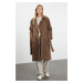 Trendyol Brown Oversize Belted Trench Coat