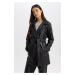 DEFACTO Water Repellent Belted Faux Leather Trench Coat