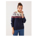 LC Waikiki Women's High Neck Christmas Theme Long Sleeve Knitwear Sweater