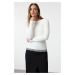 Trendyol Ecru Tulle Detailed Thin Knit Sweater