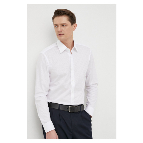 Bavlnená košeľa BOSS pánska,biela farba,regular,s klasickým golierom,50473310 Hugo Boss