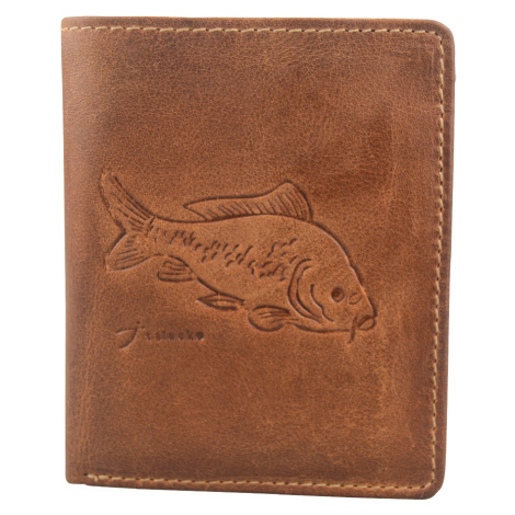 Kožená pánska peňaženka s ražbou kapor svetlo hnedá