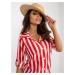 Red and white striped button-down shirt blouse