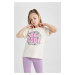 DEFACTO Girls Printed Short Sleeve T-Shirt