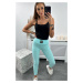 Ribbed light mint leggings with high waist