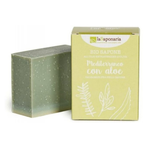 Tuhé olivové mydlo Stredomorské bylinky s aloe vera BIO La Saponaria  100 g