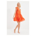 Trendyol Orange Sleeves Flounce Voile Beach Beach Dress
