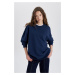 DEFACTO Oversize Fit Crew Neck Thick Fabric Basic Long Sleeve T-Shirt