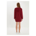 Trendyol Claret Red Hooded Knitted Dress