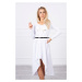 Dress with a decorative belt and inscription white