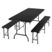 Kempingová súprava stola a lavice skladacia čierna – ratanový vzhľad