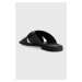 Kožené šľapky Karl Lagerfeld KASTOR II pánske, čierna farba, KL70203