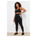 Trendyol Curve Black Color Block Ribbed Knitted Sports Leggings