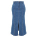 Trendyol Curve Blue Front Slit Detailed Midi Denim Skirt