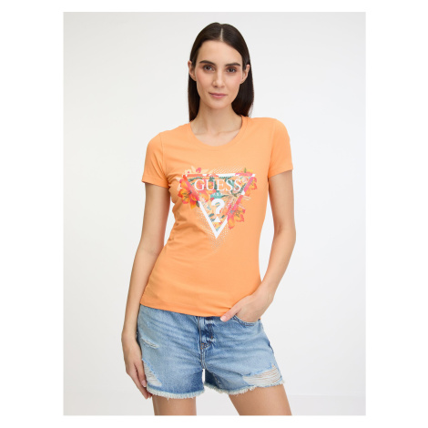 Oranžové dámske tričko Guess Tropical Triangle