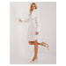 White asymmetrical shirt dress with belt