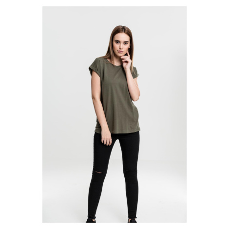 Women's olive T-shirt with extended shoulder Urban Classics