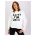 SMOTANOVÁ MIKINA FRANCISCO S NÁPISOM "SORRY I´M LATE" -EM-BL-U624.99-ECRU