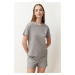 Trendyol Grey 100% Cotton Rabbit Patterned Knitted Pajama Set