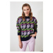 Trendyol Navy Flower Patterned Knitwear Sweater