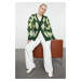 Trendyol Curve Green Diamond Patterned V-Neck Knitwear Cardigan