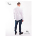 Luxusná pánska biela lesklá košeľa s manžetovými gombíkmi SLIM FIT STRIH VS-PK-1712