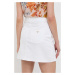 Rifľová sukňa Guess biela farba, mini, rovný strih