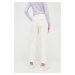 Bavlnené nohavice Tommy Hilfiger biela farba, rovné, vysoký pás