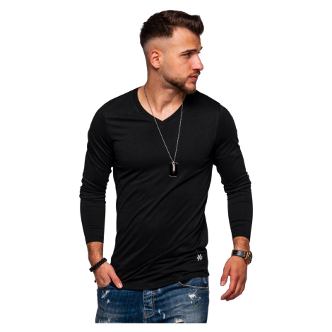 Pánske tričko s dlhým rukávom Jack & Jones V-Neck model INFINITY (regular fit) - Černá