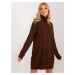 Dark brown knitted dress with cables