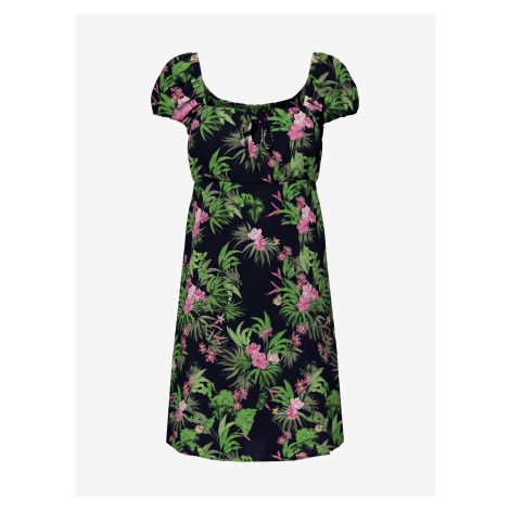 Zeleno-čierne dámske kvetované šaty ONLY Nova