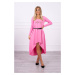 Dress with a decorative belt and inscription light pink