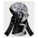Čierna dámska bunda so striebornou kapucňou (RQW-7008)