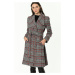 Z6638 DEWBERRY PLAID WOMEN'S COAT-BURGUNDY-BLACK