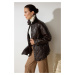 Trendyol Dark Brown Regular Fit Faux Leather Shacket Quilted Jacket Coat