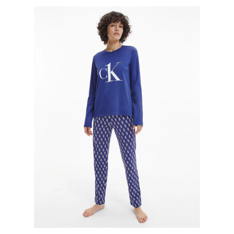 Pyžamový set - QS6773E - X00 - Tmavě modrá s bílým logem - Calvin Klein S tm.Modrá