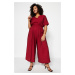 Trendyol Curve Claret Red Woven Overalls with an Elastic Waist