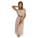 Women's pleated midi dress with black belt Numoco