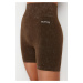 Trendyol Brown Seamless/Seamless Acid Wash Knitted Sports Shorts Tights