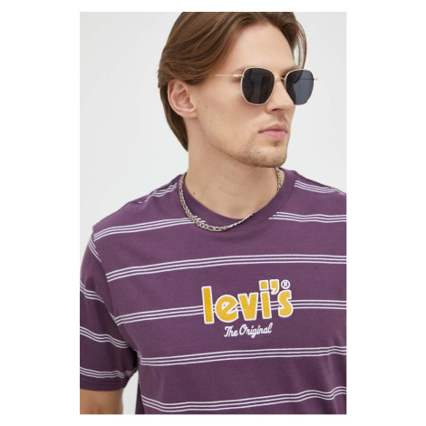 Bavlnené tričko Levi's fialová farba, vzorované Levi´s