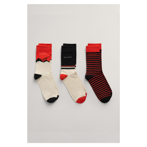 PONOŽKY GANT ALPINE JACQUARD SOCKS 3-PACK BLACK