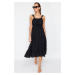 Trendyol Black Maxi Woven Gathered 100% Cotton Beach Dress