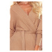 Béžové svetrové šaty s pásikom LOLLA 356-1