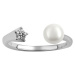 Otvorený strieborný prsteň Star s perlou a Brilliance Zirconia