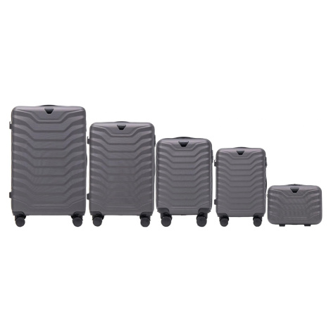 TMAVOSIVÁ 5DIELNA SADA KUFROV PEAFOWL PEA01, SET OF 5 SUITCASES (L, M, S, XS, BC) WINGS, DARK GR