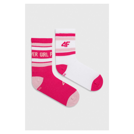 Detské ponožky 4F 2-pak ružová farba