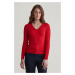 SVETER GANT STRETCH COTTON CABLE V-NECK RUBY RED